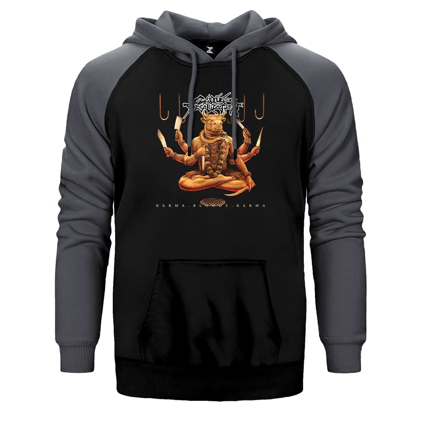Cattle Decapitation Karma Bloody Karma Çift Renk Reglan Kol Sweatshirt / Hoodie