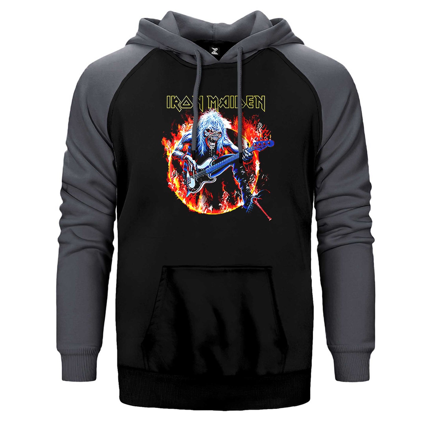 Iron Maiden Fire Çift Renk Reglan Kol Sweatshirt / Hoodie