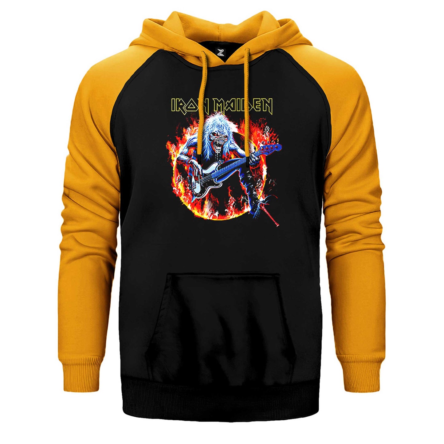 Iron Maiden Fire Çift Renk Reglan Kol Sweatshirt / Hoodie