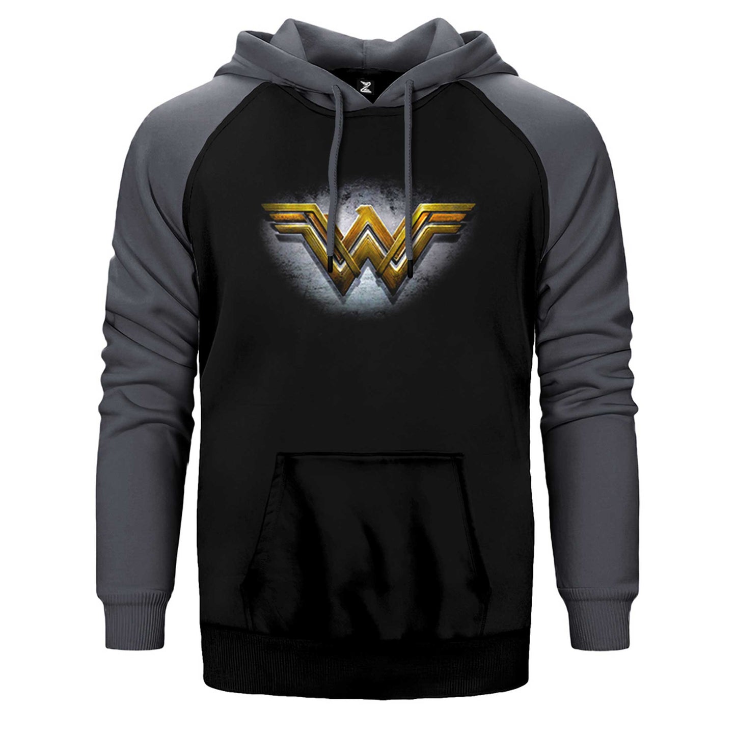 Wonder Woman Gold Logo Çift Renk Reglan Kol Sweatshirt / Hoodie