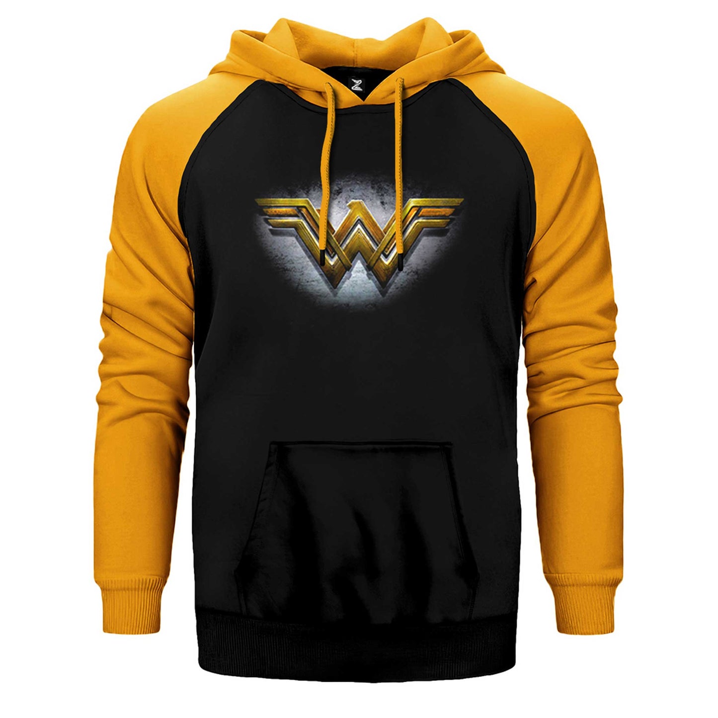 Wonder Woman Gold Logo Çift Renk Reglan Kol Sweatshirt / Hoodie