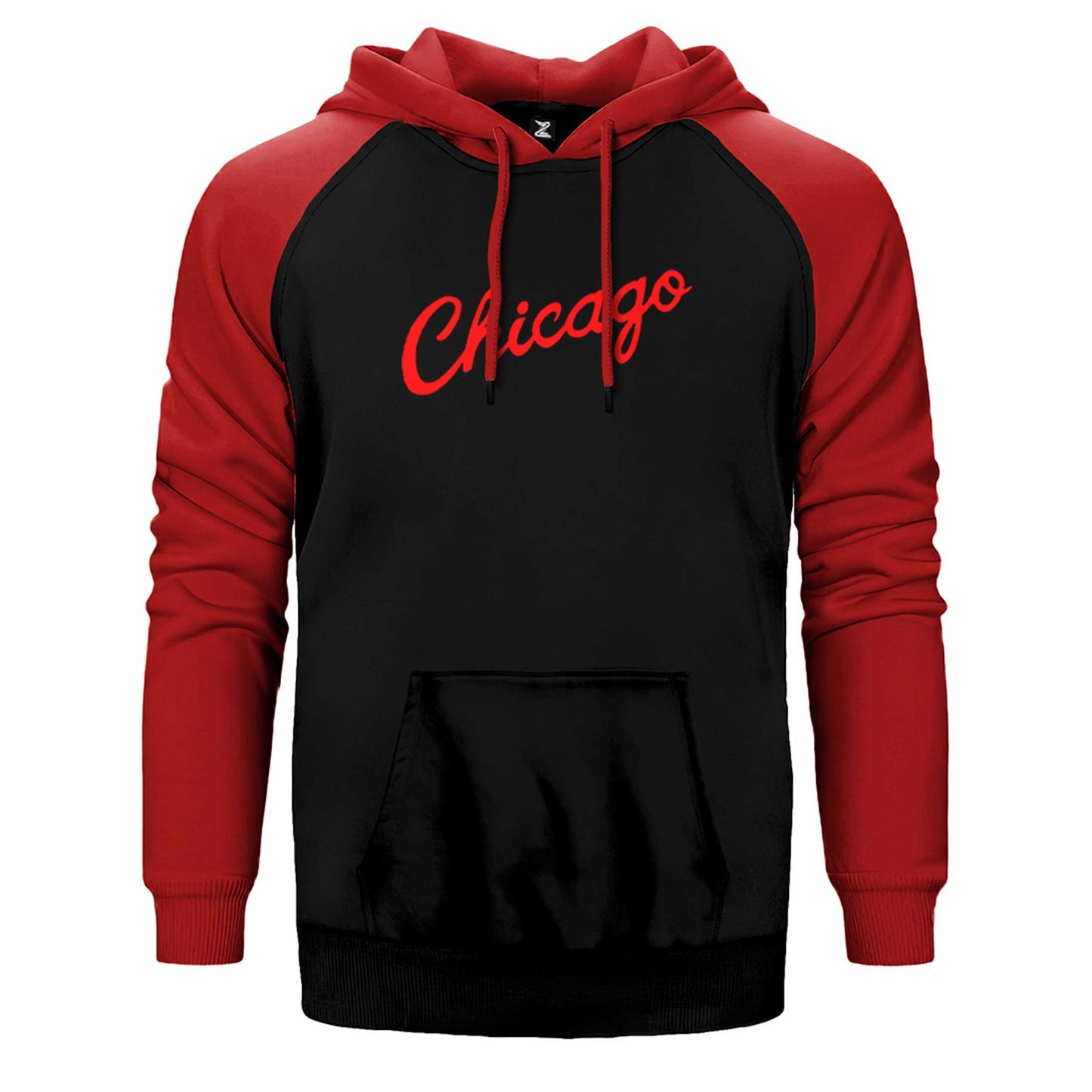 Chicago Yazı Çift Renk Reglan Kol Sweatshirt / Hoodie