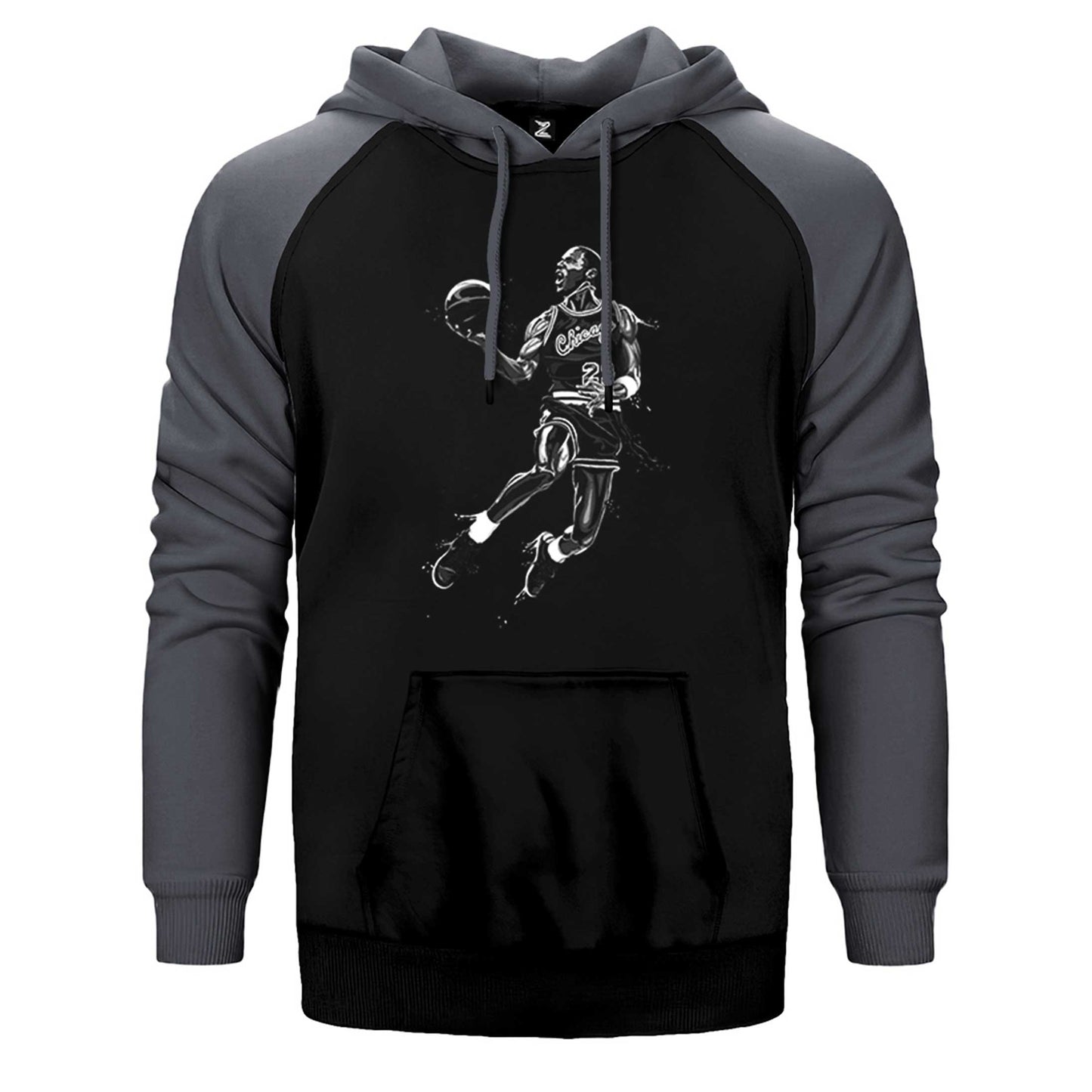 Michael Jordan Black Çift Renk Reglan Kol Sweatshirt / Hoodie