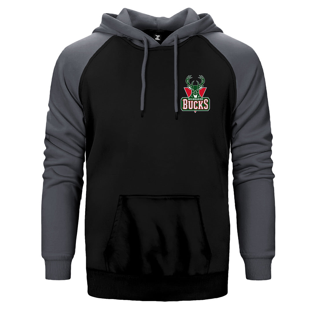 Milwaukee Bucks Green Logo Çift Renk Reglan Kol Sweatshirt / Hoodie