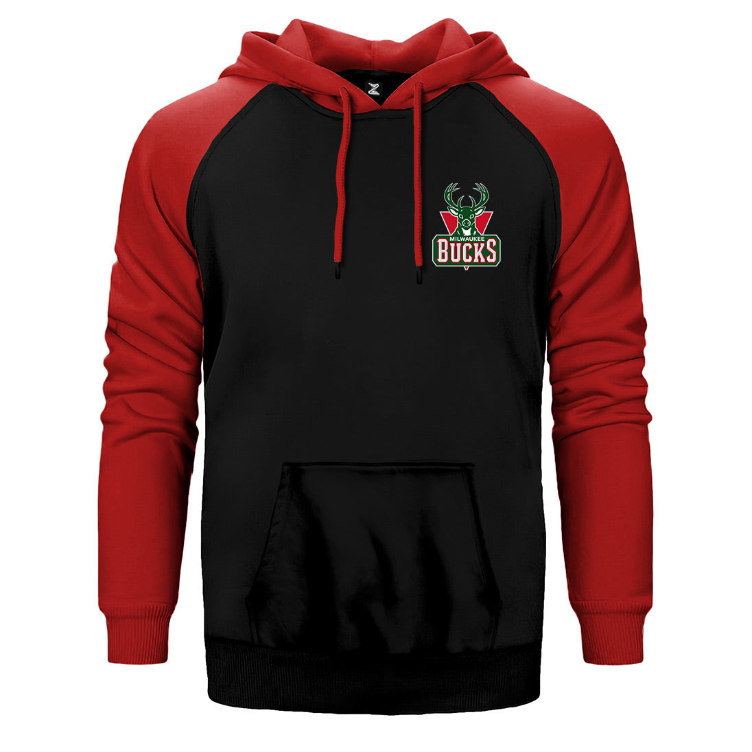 Milwaukee Bucks Green Logo Çift Renk Reglan Kol Sweatshirt / Hoodie