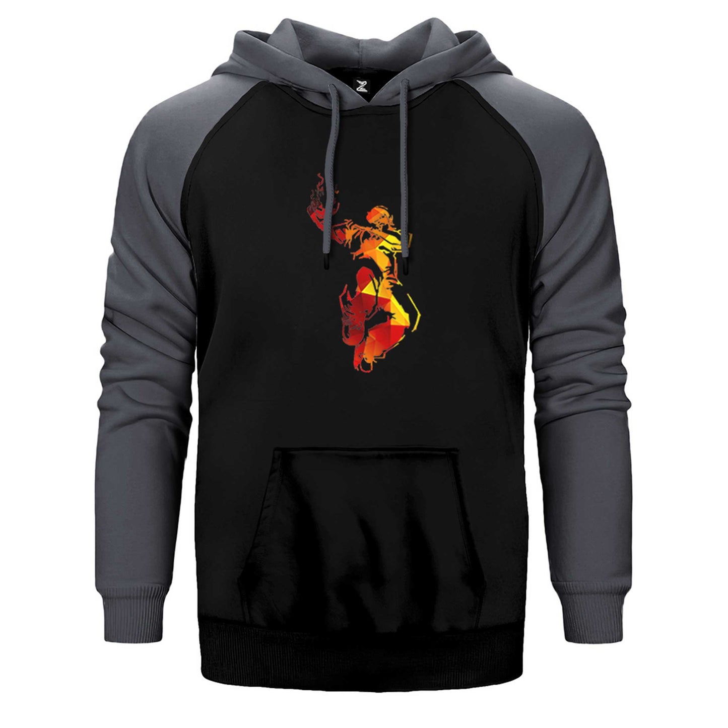 Red Basketball Silhouette Çift Renk Reglan Kol Sweatshirt / Hoodie