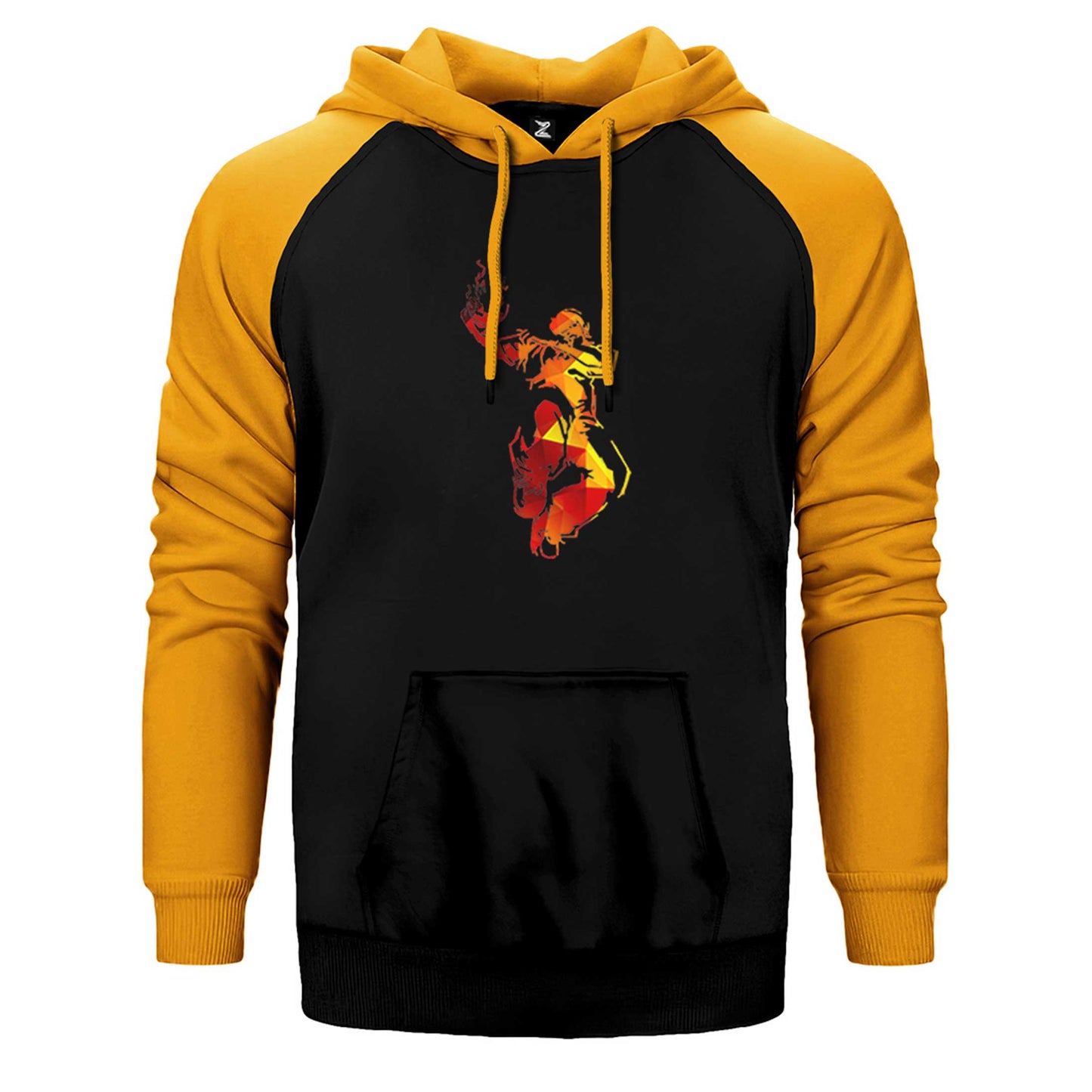 Red Basketball Silhouette Çift Renk Reglan Kol Sweatshirt / Hoodie