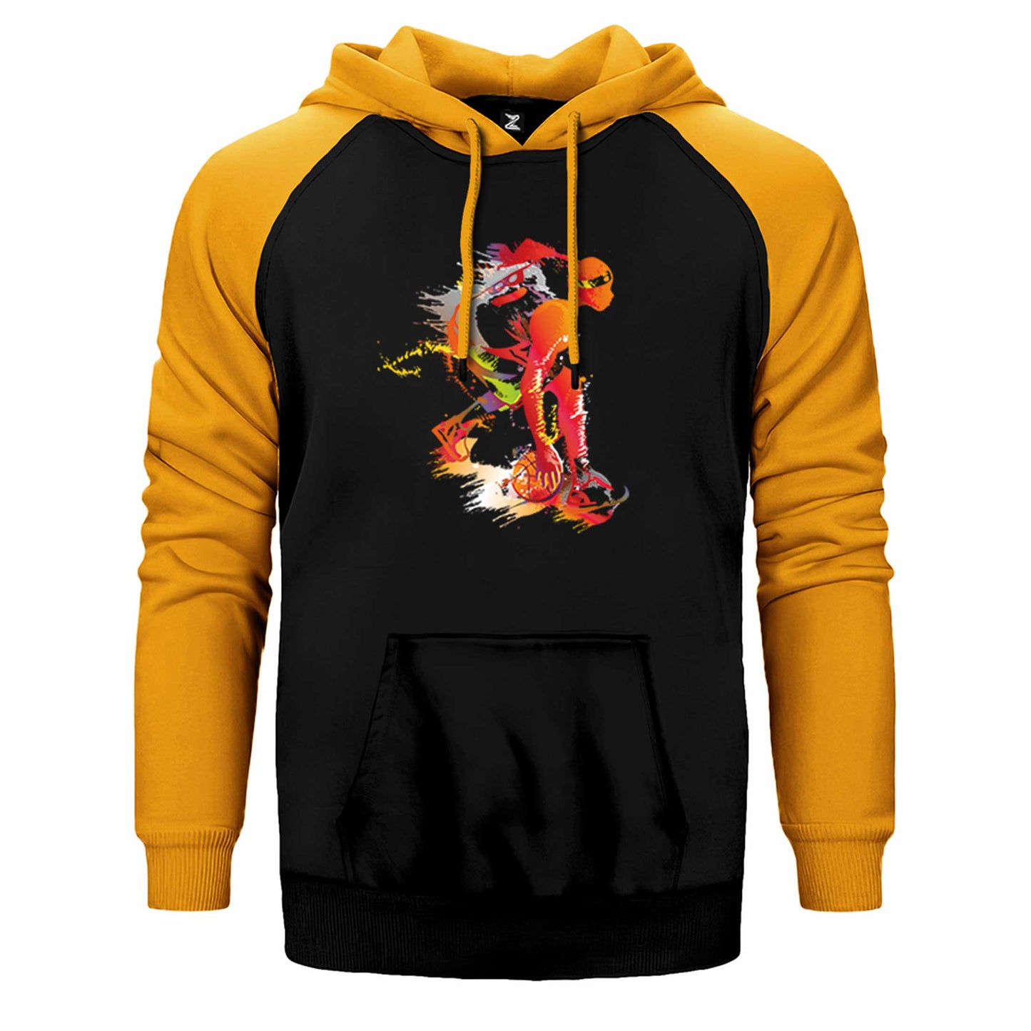 Red Basketball Between The Legs Çift Renk Reglan Kol Sweatshirt / Hoodie