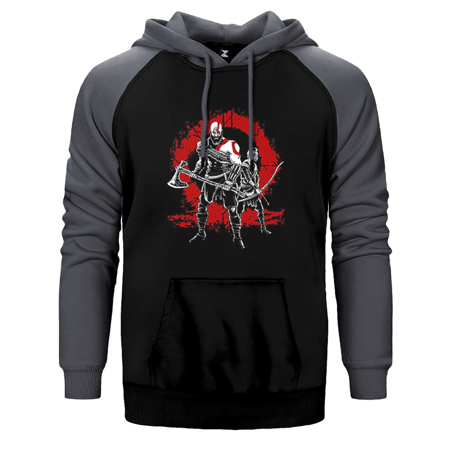 God Of War Logo Lineage Çift Renk Reglan Kol Sweatshirt / Hoodie