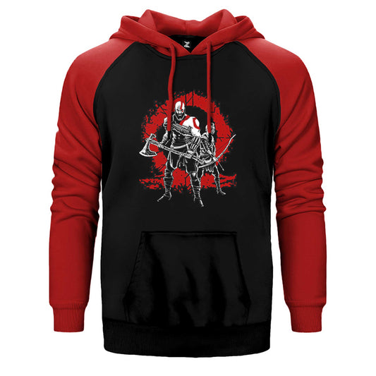 God Of War Logo Lineage Çift Renk Reglan Kol Sweatshirt / Hoodie