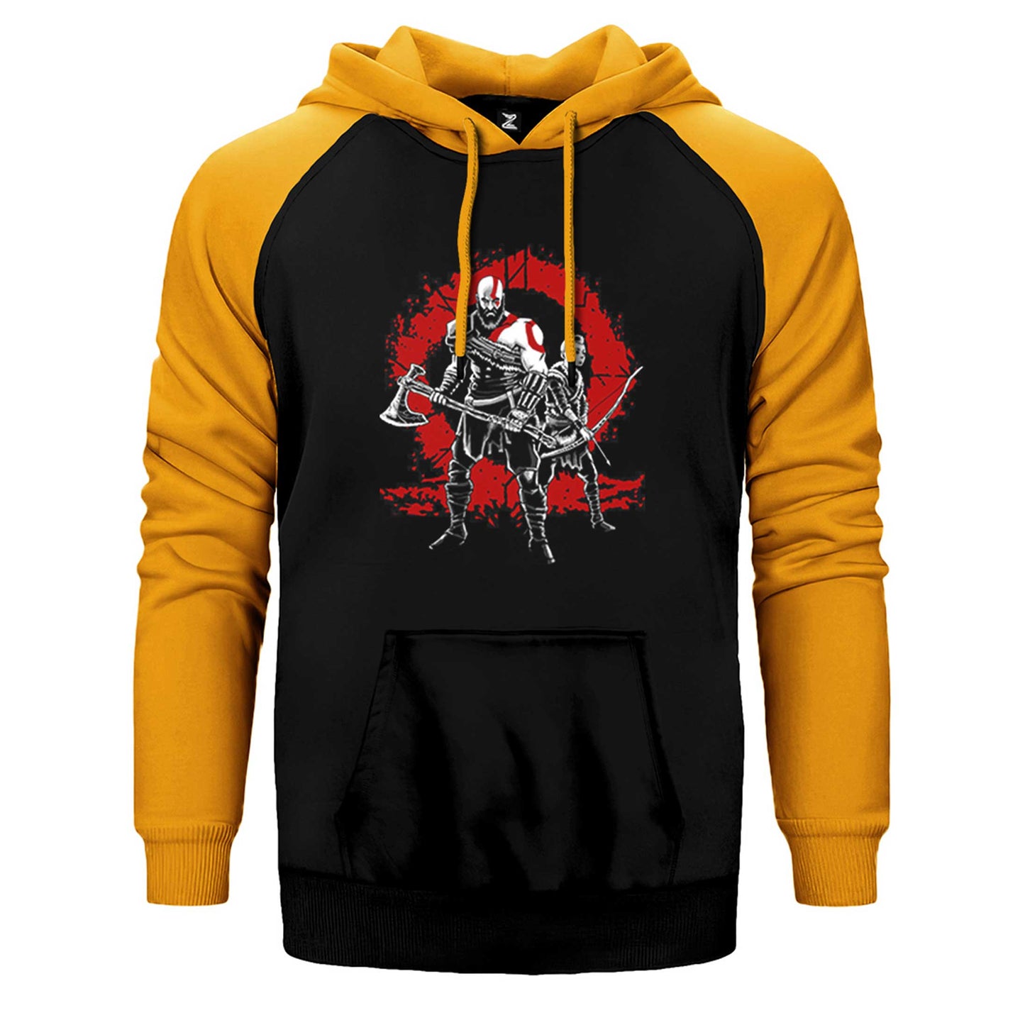 God Of War Logo Lineage Çift Renk Reglan Kol Sweatshirt / Hoodie