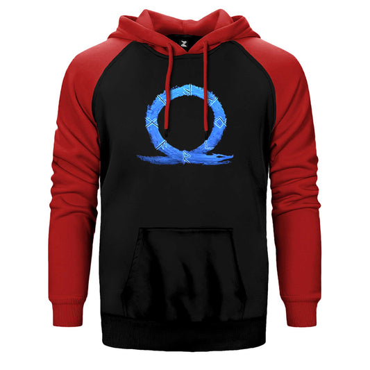 God of War Ragnarok Blue Logo Çift Renk Reglan Kol Sweatshirt / Hoodie