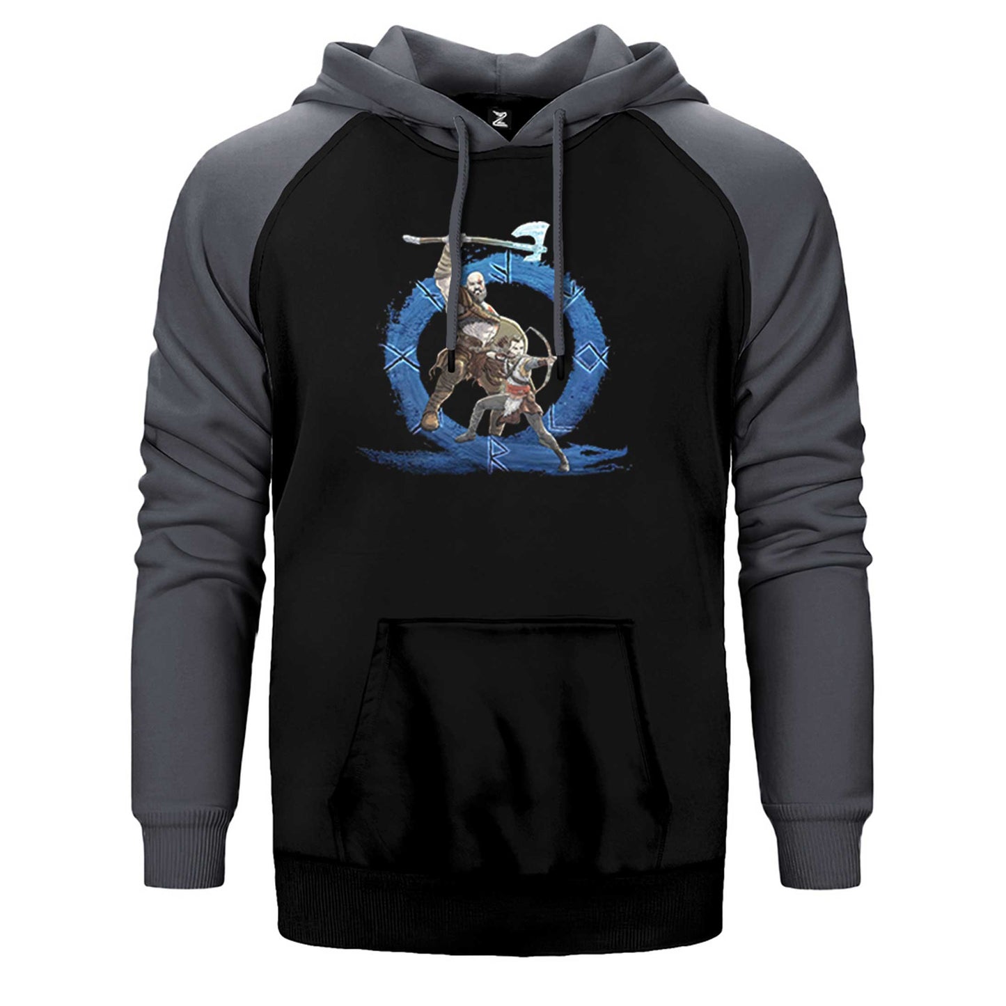 God Of War Ragnarok Kratos Atreus Cartoon Çift Renk Reglan Kol Sweatshirt / Hoodie