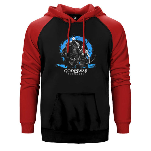 God of War Ragnarok Kratos Atreus Logo Çift Renk Reglan Kol Sweatshirt / Hoodie