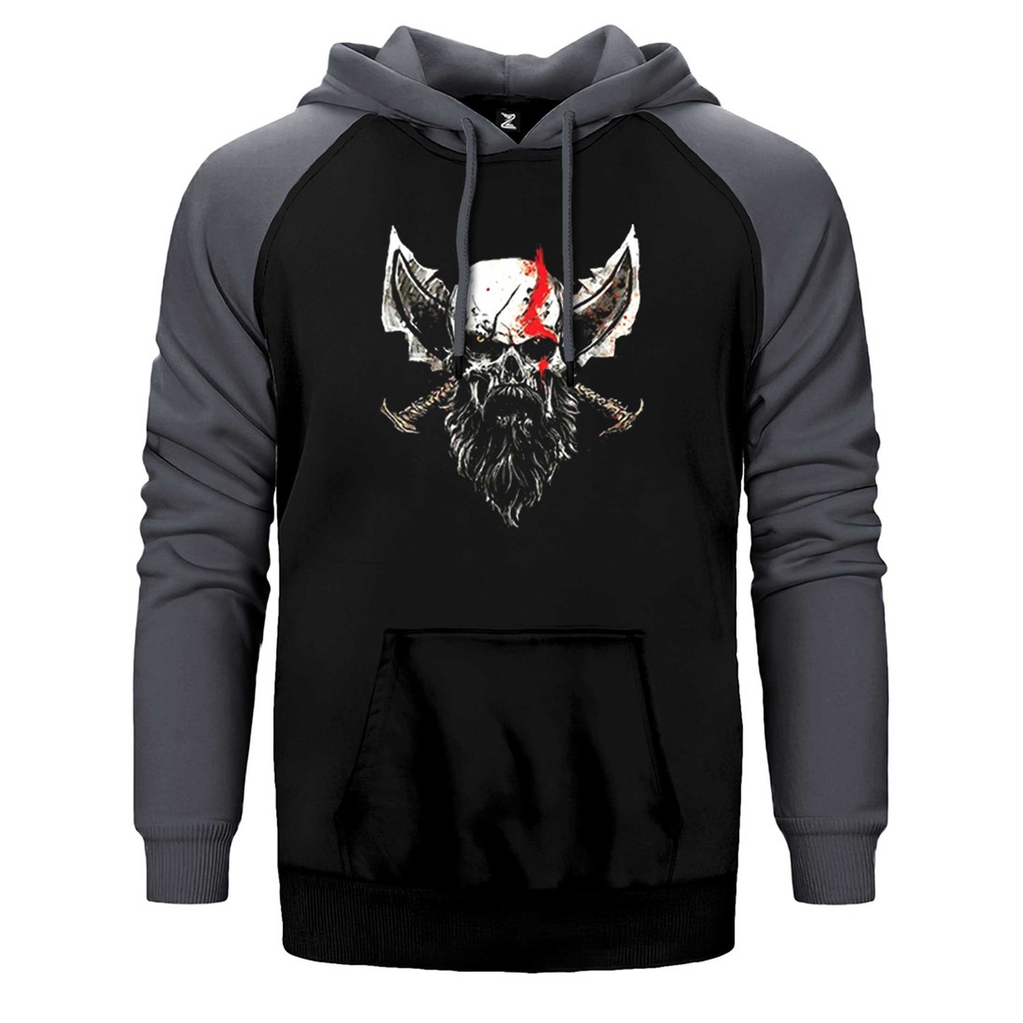 God Of War Skull Kratos Çift Renk Reglan Kol Sweatshirt / Hoodie