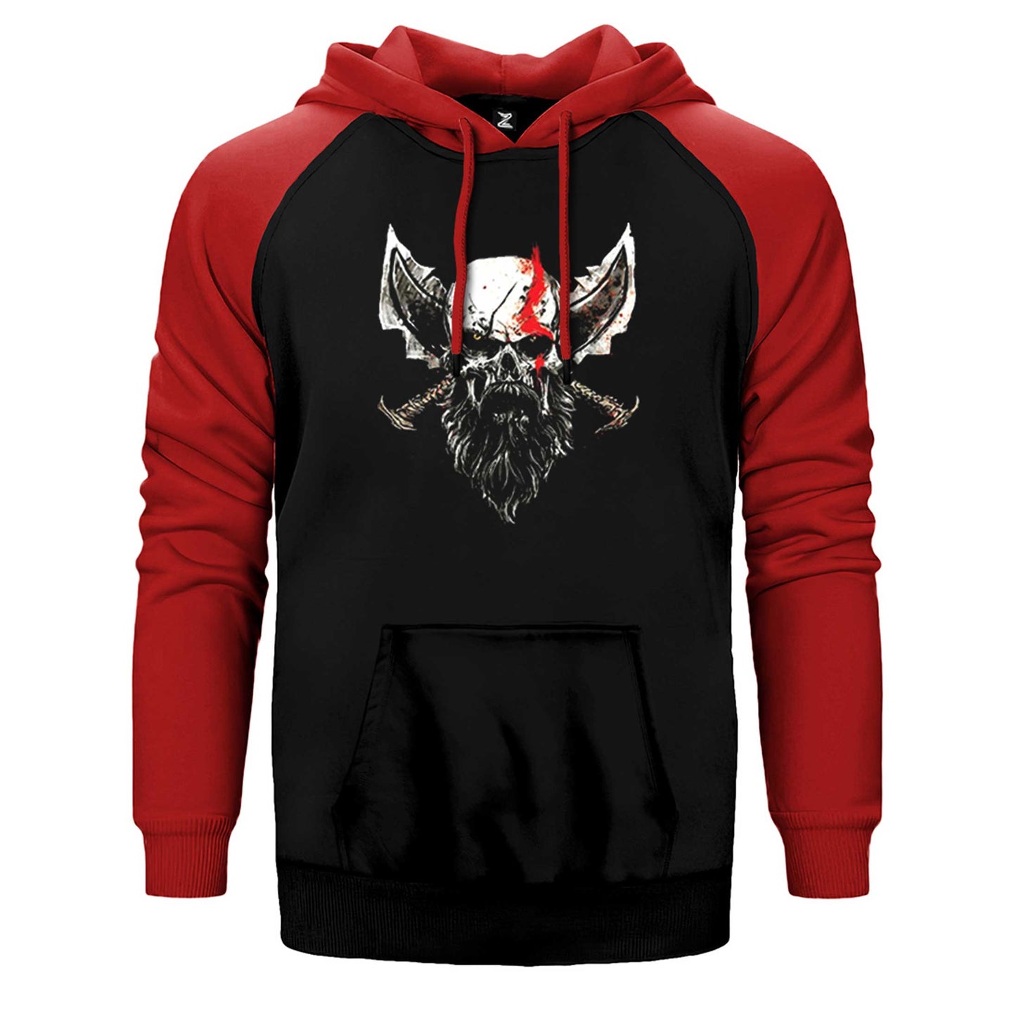 God Of War Skull Kratos Çift Renk Reglan Kol Sweatshirt / Hoodie