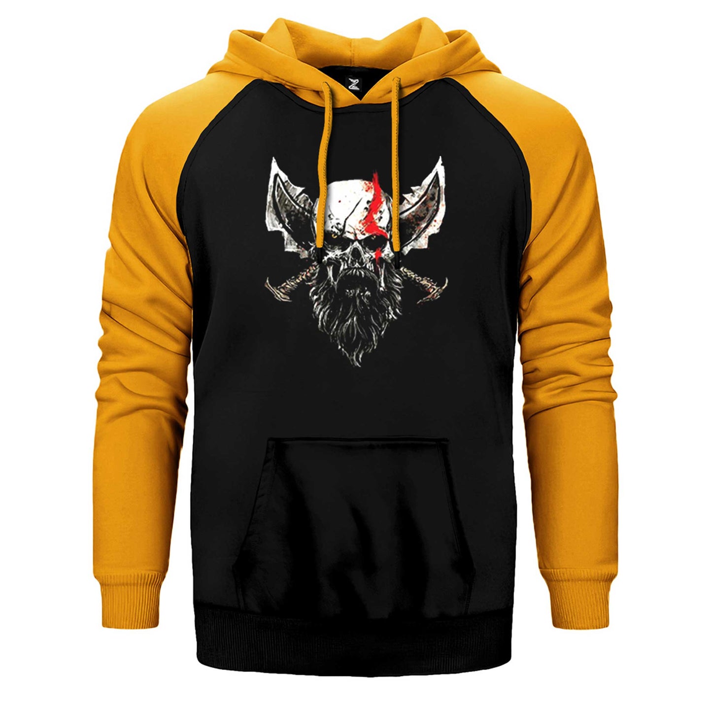 God Of War Skull Kratos Çift Renk Reglan Kol Sweatshirt / Hoodie