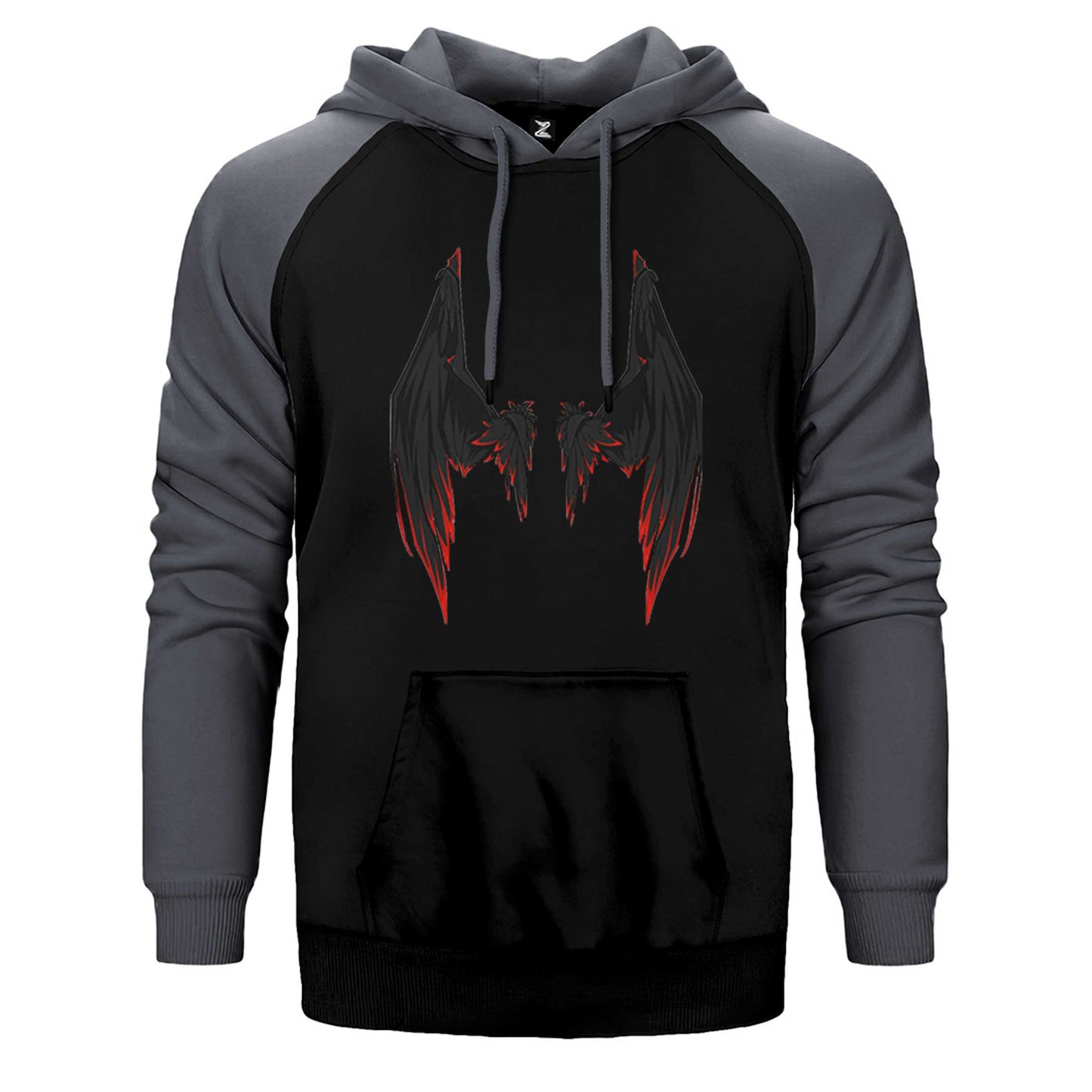 Lucifer Black Wing Çift Renk Reglan Kol Sweatshirt / Hoodie