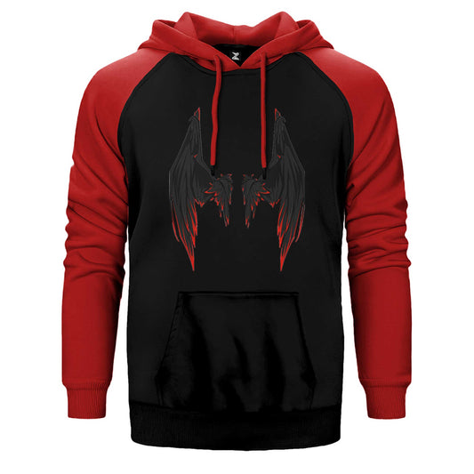 Lucifer Black Wing Çift Renk Reglan Kol Sweatshirt / Hoodie