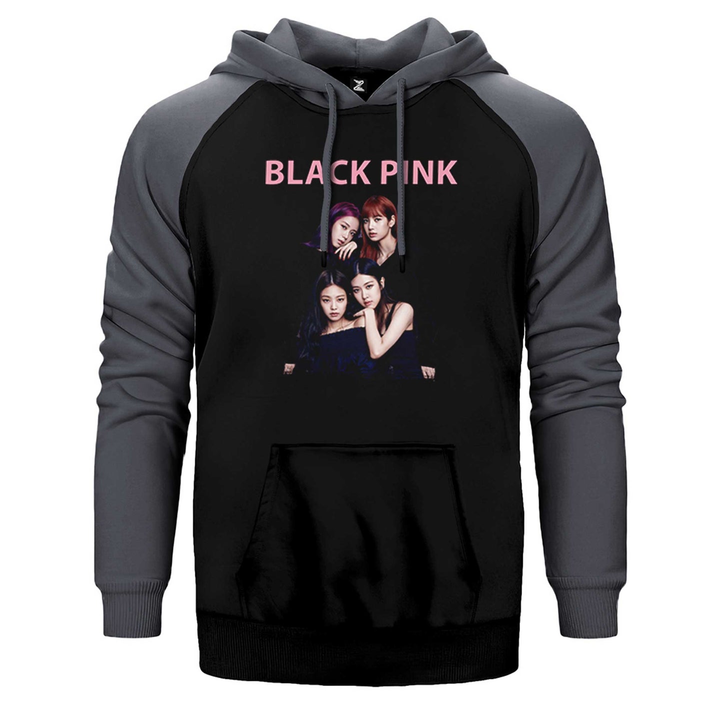 Blackpink Siluet Çift Renk Reglan Kol Sweatshirt / Hoodie
