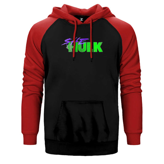 She Hulk Logo Çift Renk Reglan Kol Sweatshirt / Hoodie