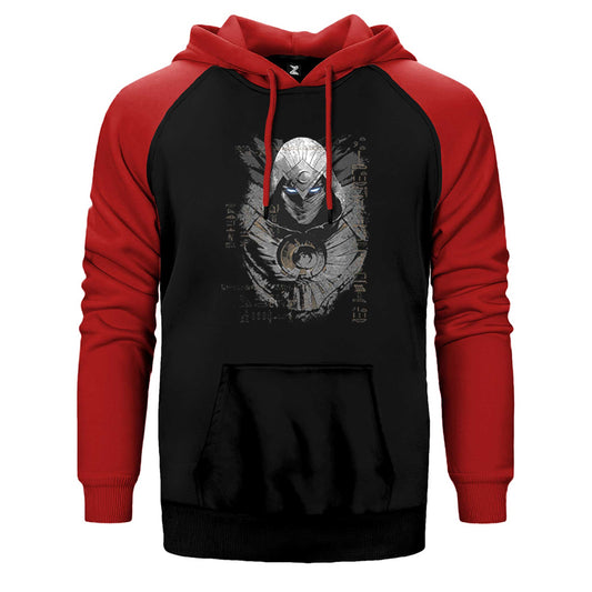 Moon Knight Warrios Face Çift Renk Reglan Kol Sweatshirt / Hoodie