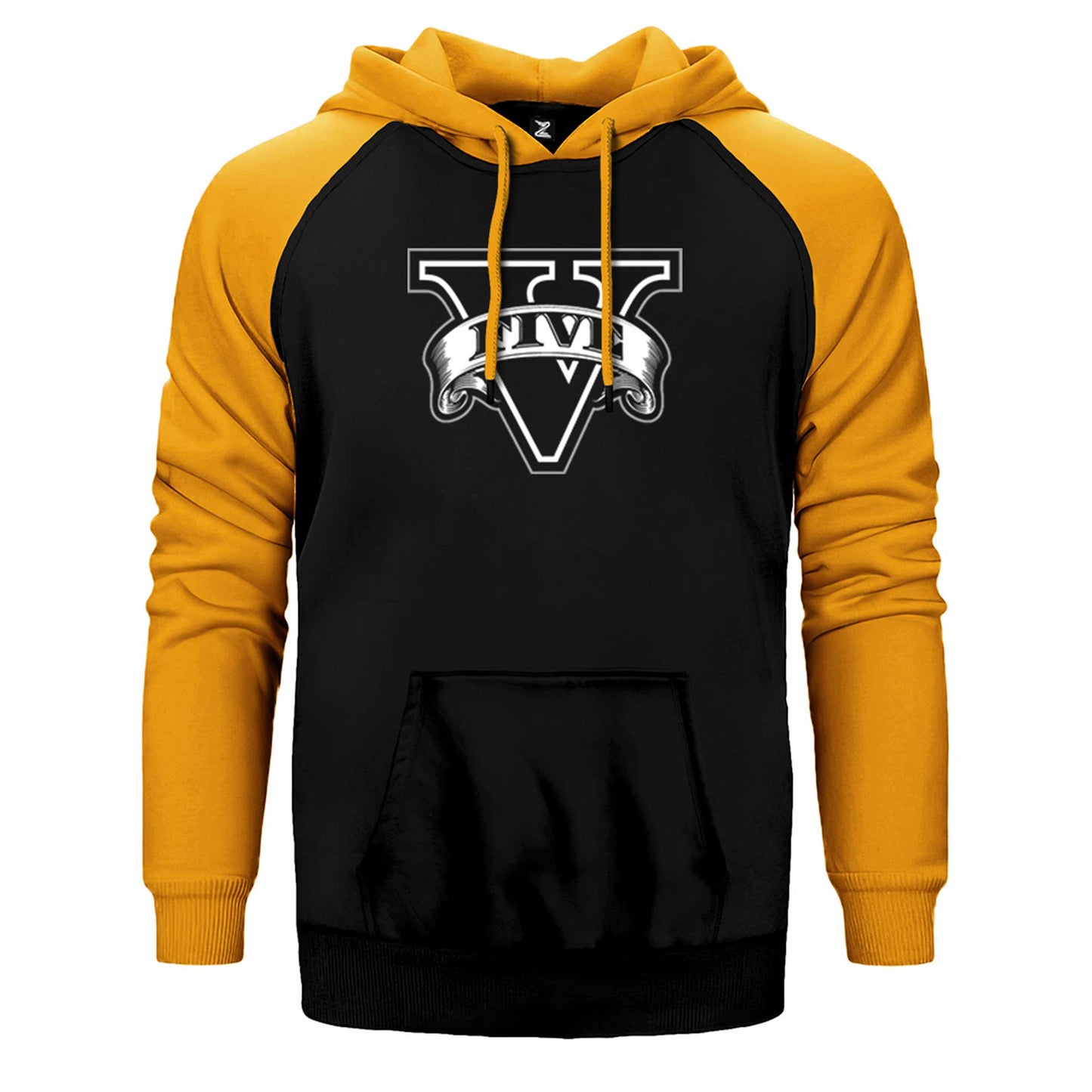 GTA Five Black Logo Çift Renk Reglan Kol Sweatshirt / Hoodie