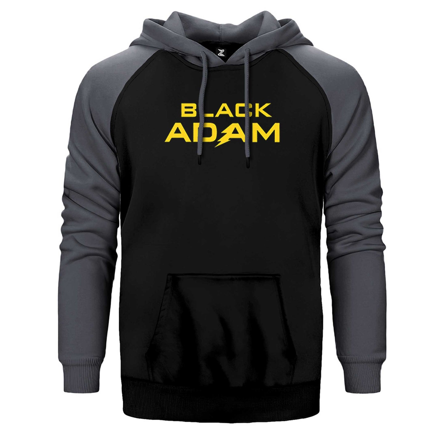 Black Adam Yellow Text Çift Renk Reglan Kol Sweatshirt / Hoodie