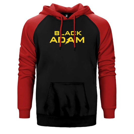 Black Adam Yellow Text Çift Renk Reglan Kol Sweatshirt / Hoodie
