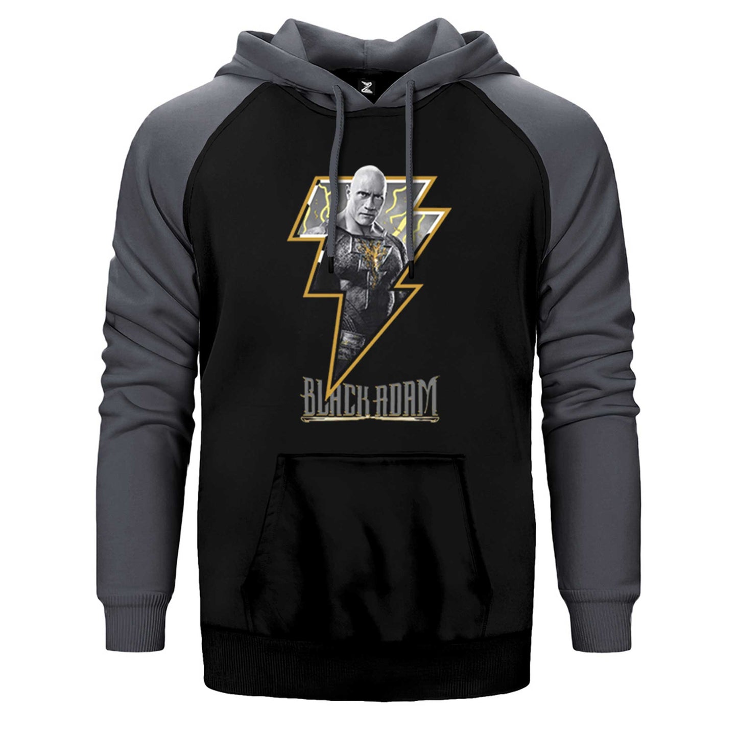 Black Adam Logo Çift Renk Reglan Kol Sweatshirt / Hoodie