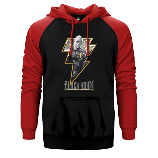 Black Adam Logo Çift Renk Reglan Kol Sweatshirt / Hoodie