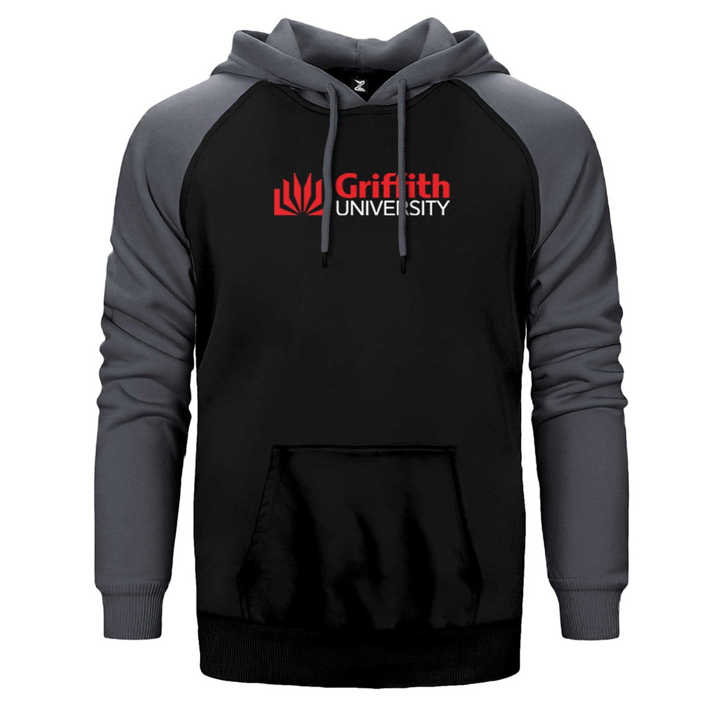Griffith University Red Logo Çift Renk Reglan Kol Sweatshirt / Hoodie