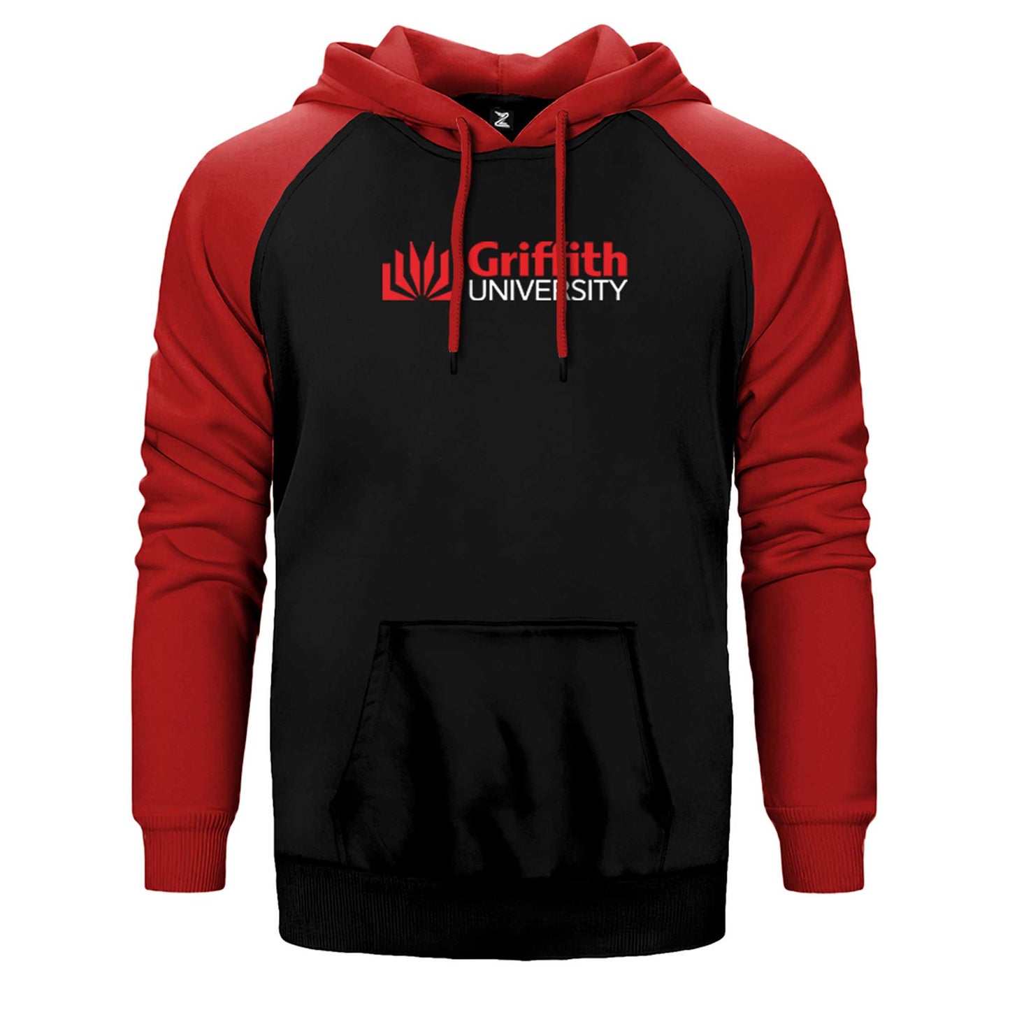 Griffith University Red Logo Çift Renk Reglan Kol Sweatshirt / Hoodie