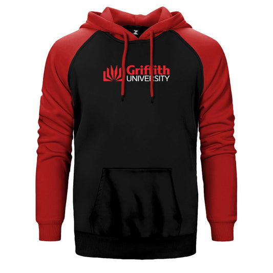 Griffith University Red Logo Çift Renk Reglan Kol Sweatshirt / Hoodie