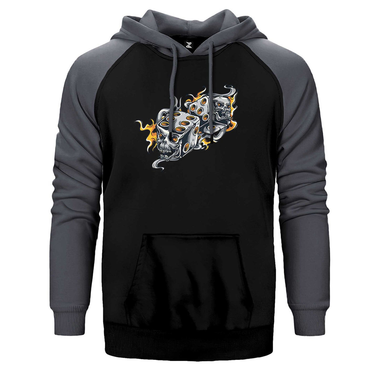 Two Gray Dices Cartoon Çift Renk Reglan Kol Sweatshirt / Hoodie