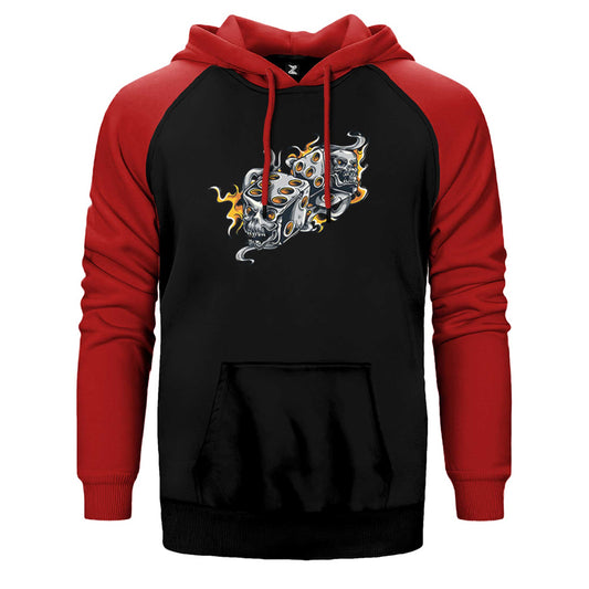 Two Gray Dices Cartoon Çift Renk Reglan Kol Sweatshirt / Hoodie