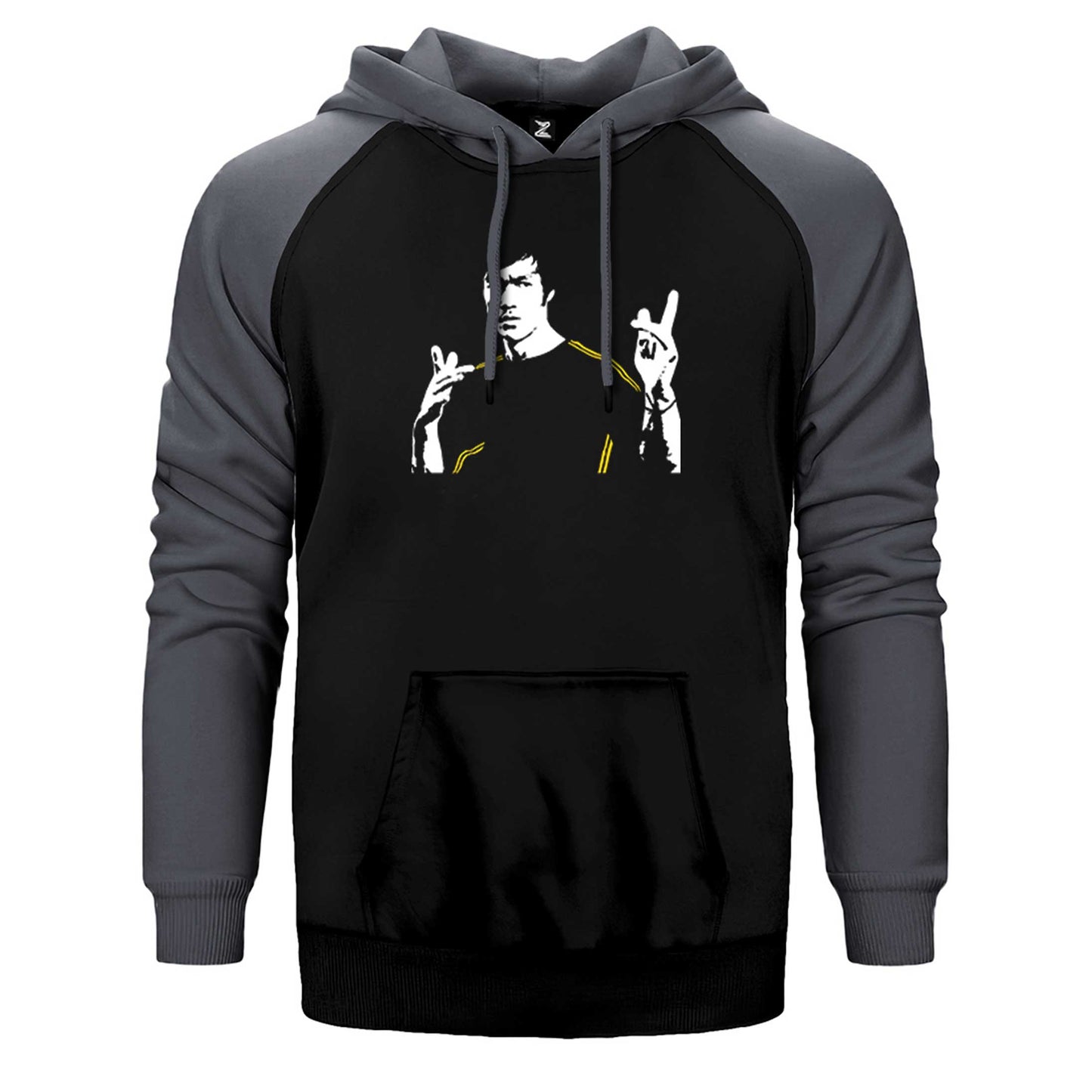 Bruce Lee Figure Çift Renk Reglan Kol Sweatshirt / Hoodie