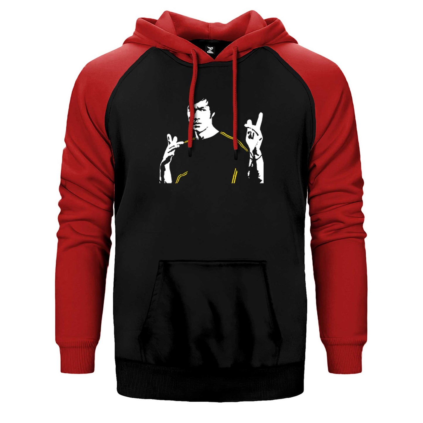 Bruce Lee Figure Çift Renk Reglan Kol Sweatshirt / Hoodie