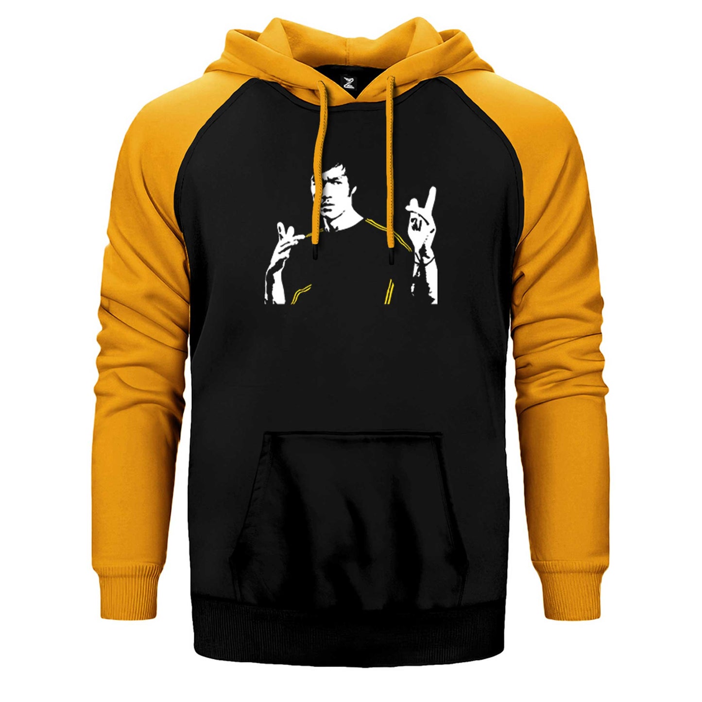 Bruce Lee Figure Çift Renk Reglan Kol Sweatshirt / Hoodie