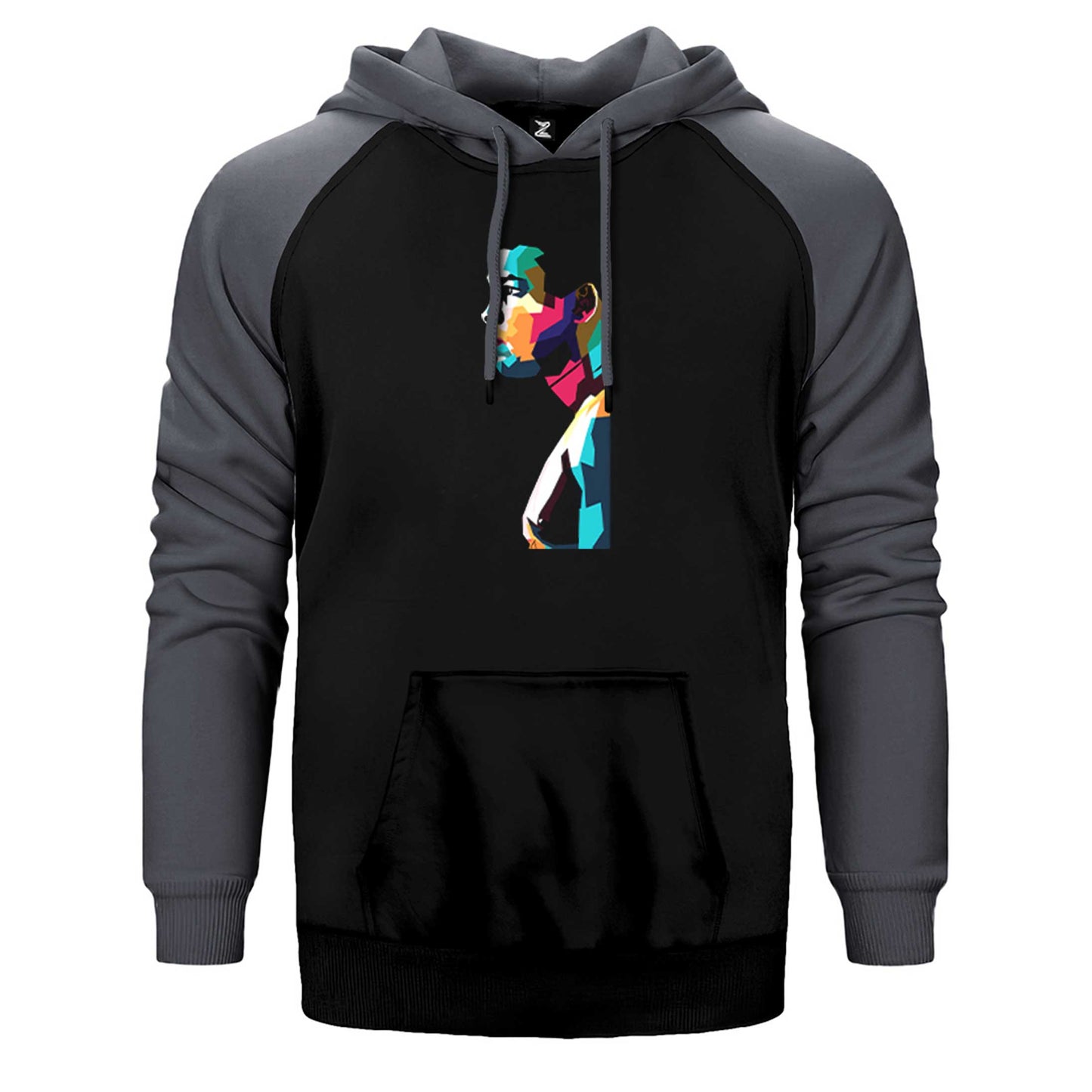 Muhammed Ali Portre Çift Renk Reglan Kol Sweatshirt / Hoodie