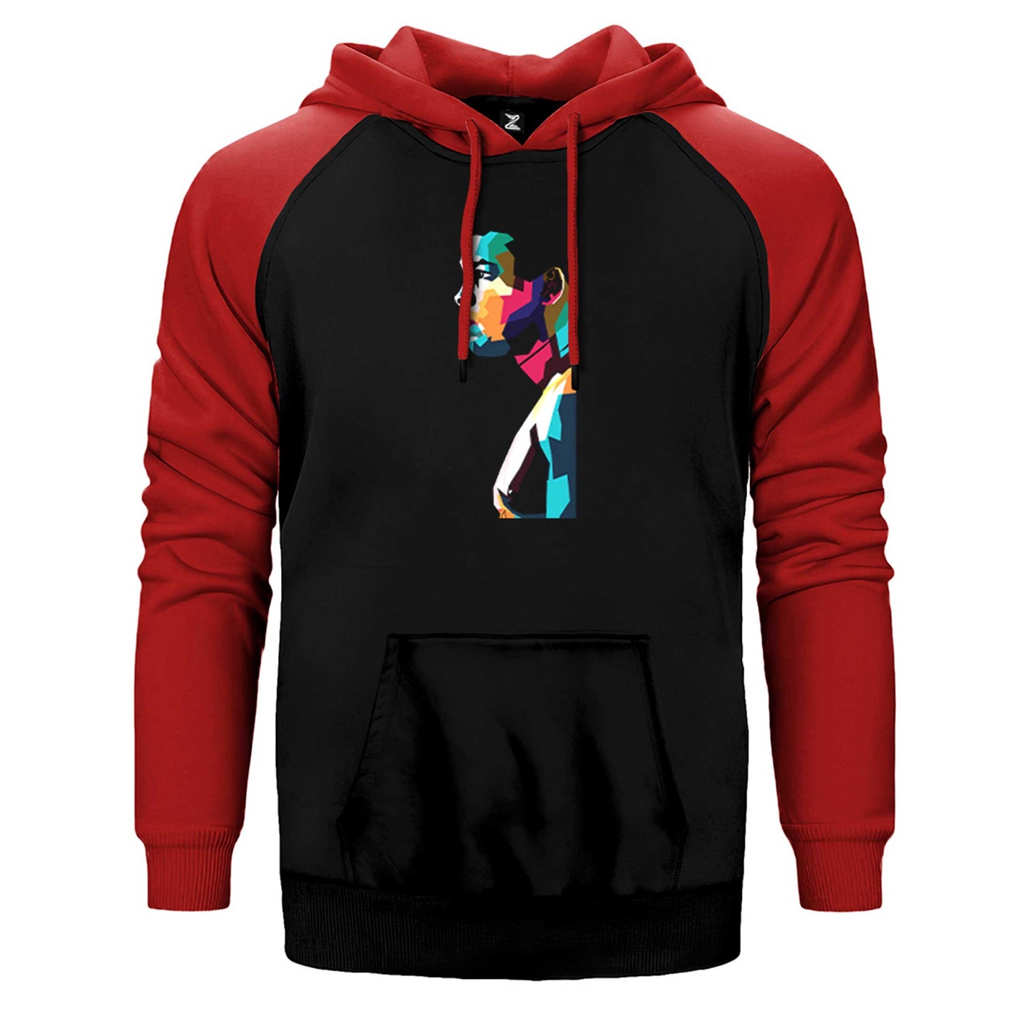 Muhammed Ali Portre Çift Renk Reglan Kol Sweatshirt / Hoodie