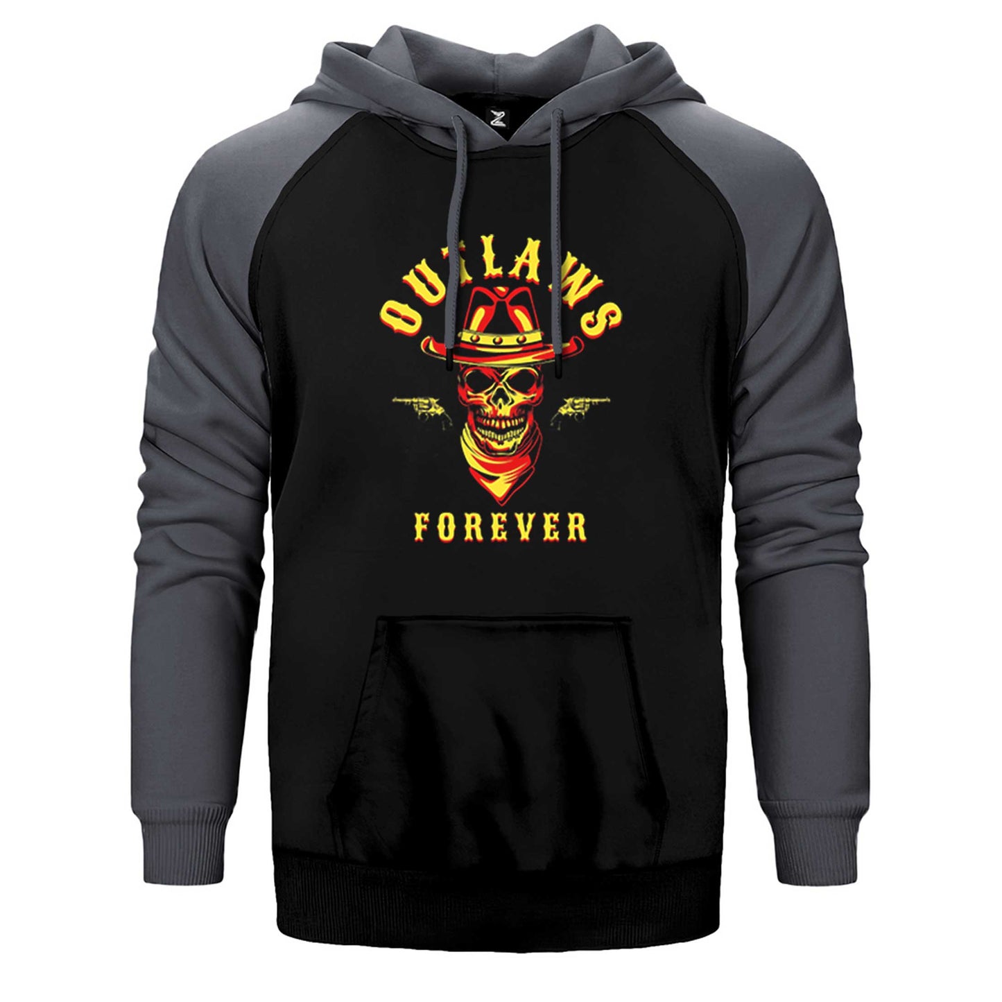 Red Dead Redemption 2 Outlaws Forever Skull Çift Renk Reglan Kol Sweatshirt / Hoodie