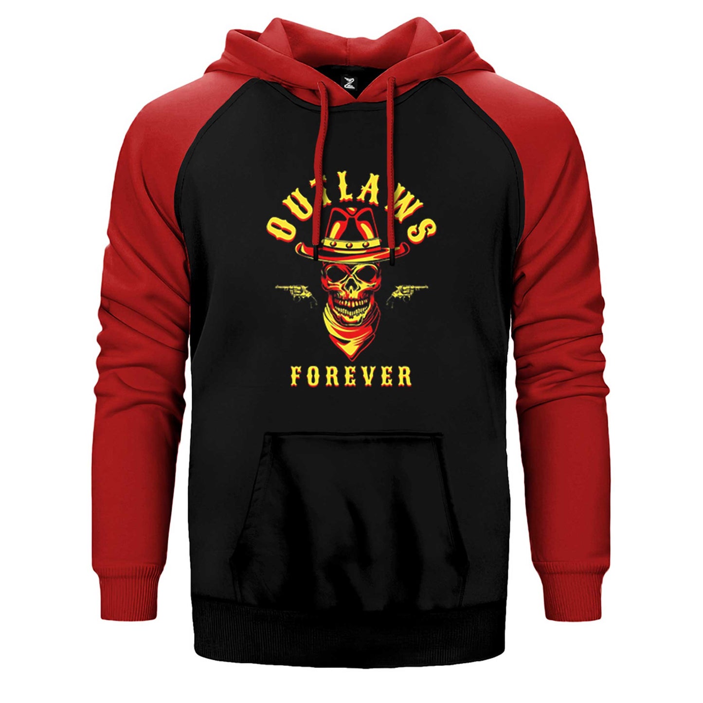 Red Dead Redemption 2 Outlaws Forever Skull Çift Renk Reglan Kol Sweatshirt / Hoodie
