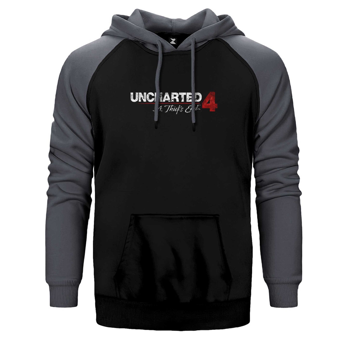 Uncharted 4 Logo Çift Renk Reglan Kol Sweatshirt / Hoodie