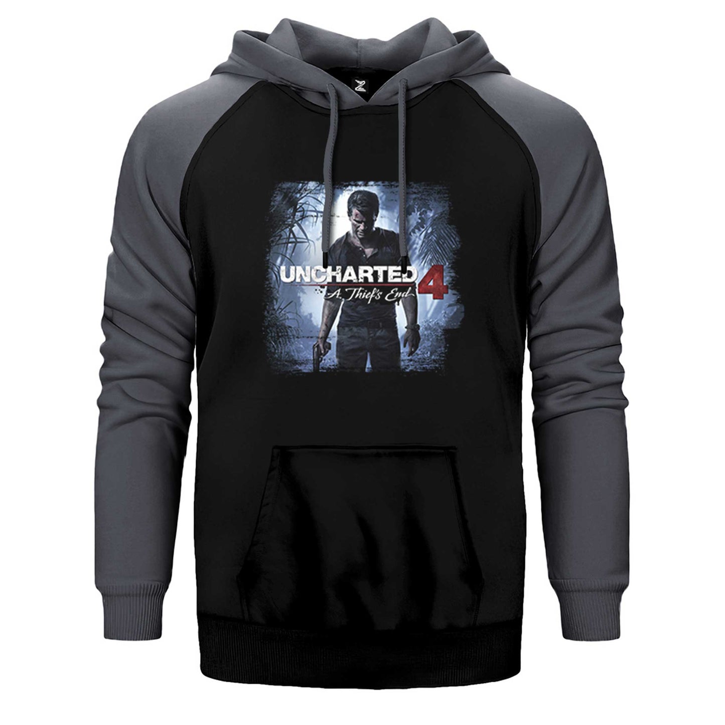 Uncharted 4 Nathan Drake Poster Çift Renk Reglan Kol Sweatshirt / Hoodie