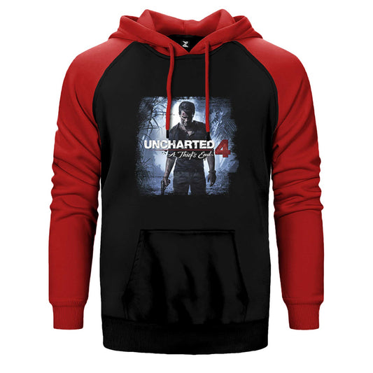 Uncharted 4 Nathan Drake Poster Çift Renk Reglan Kol Sweatshirt / Hoodie