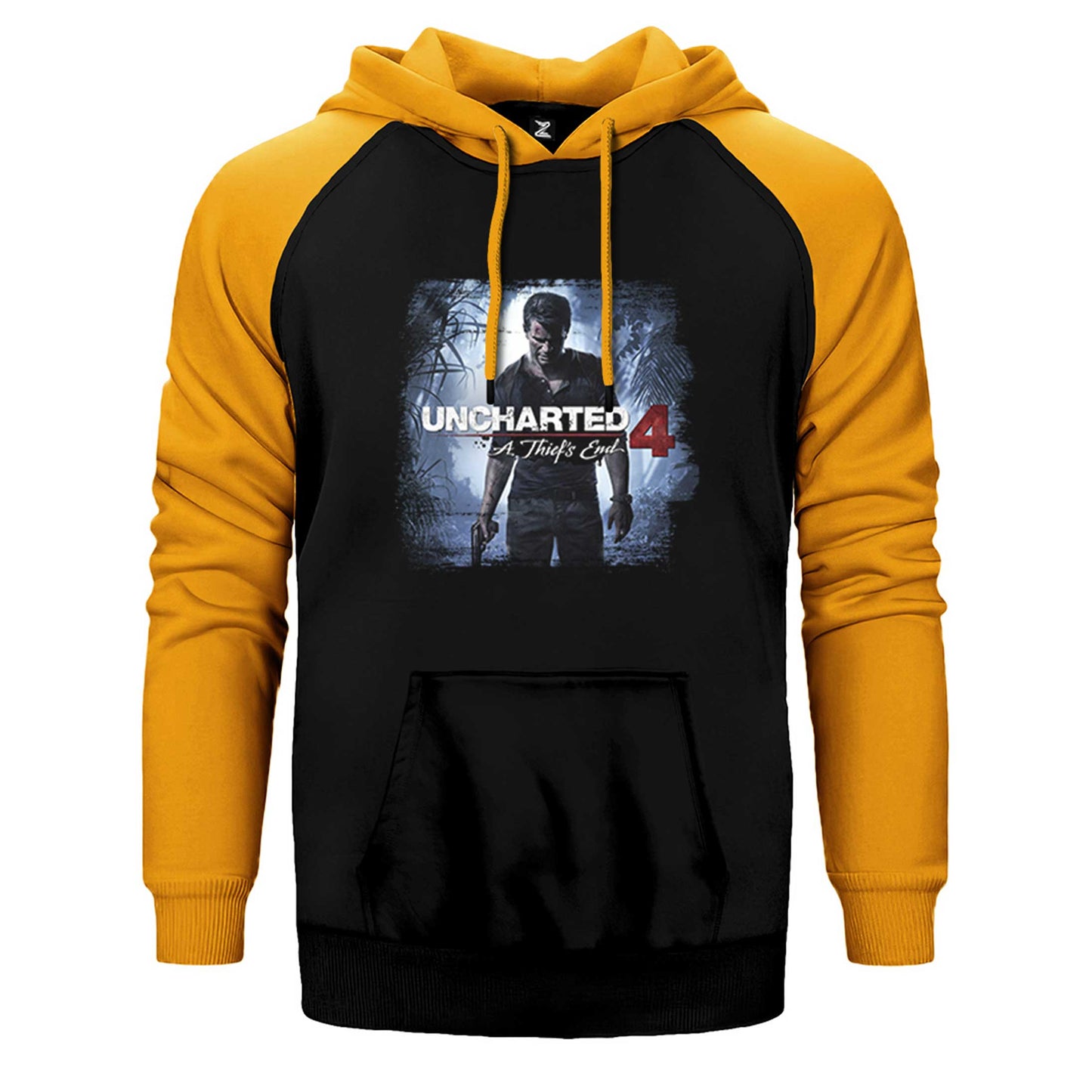 Uncharted 4 Nathan Drake Poster Çift Renk Reglan Kol Sweatshirt / Hoodie