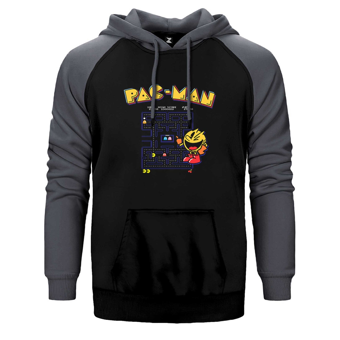 Pac-Man Eighties Çift Renk Reglan Kol Sweatshirt / Hoodie