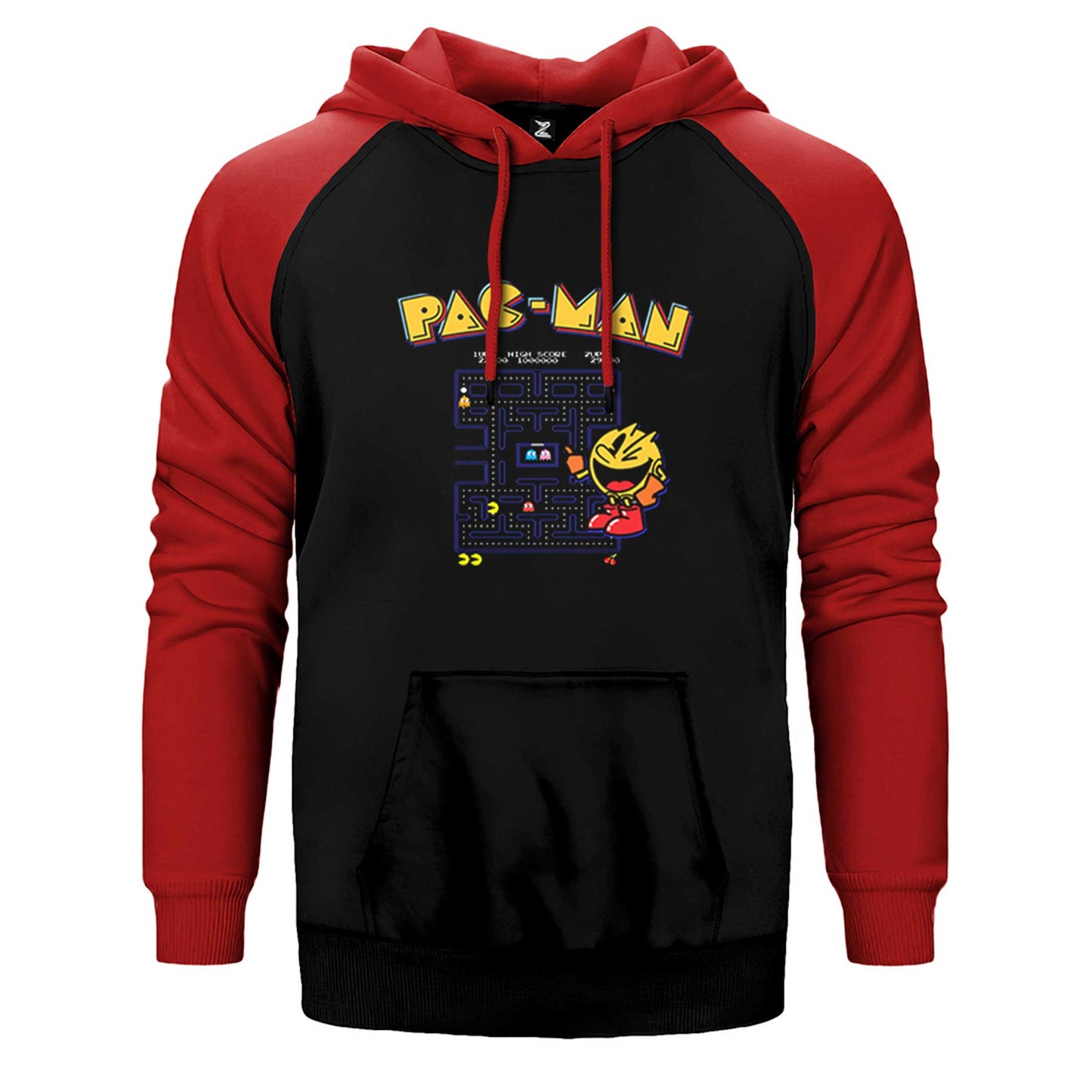 Pac-Man Eighties Çift Renk Reglan Kol Sweatshirt / Hoodie