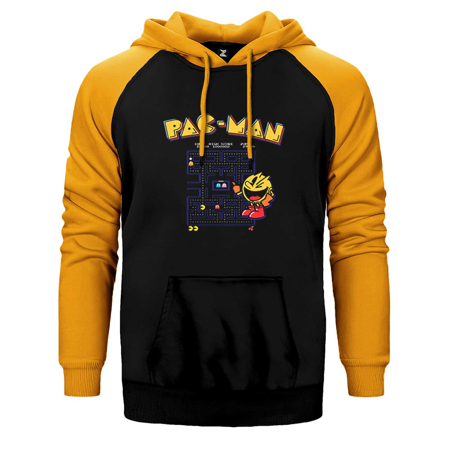 Pac-Man Eighties Çift Renk Reglan Kol Sweatshirt / Hoodie